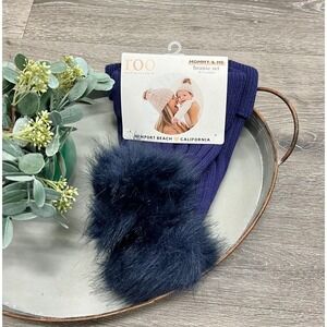 Roo Navy Mommy & Me Beanie Set Pom Winter Hat